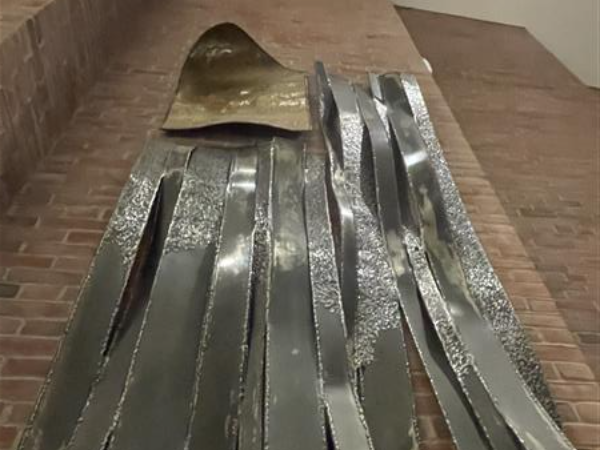 A view of the flag sculpture from underneath